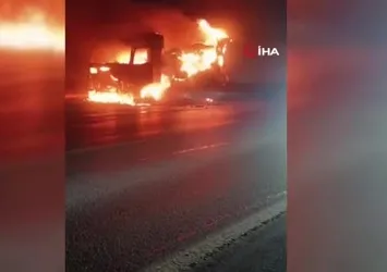 Avokado yüklü tır alev topuna döndü