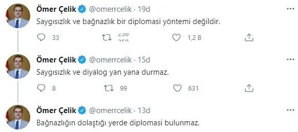 AK Parti Sözcüsü Ömer Çelik’ten Yunanistan Dışişleri Bakanı Nikos Dendias’ın Türkiye hakkındaki sözlerine tepki