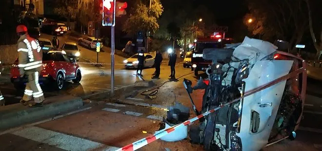 Sarıyer’de otomobille çarpışan minibüs devrildi: 2 yaralı