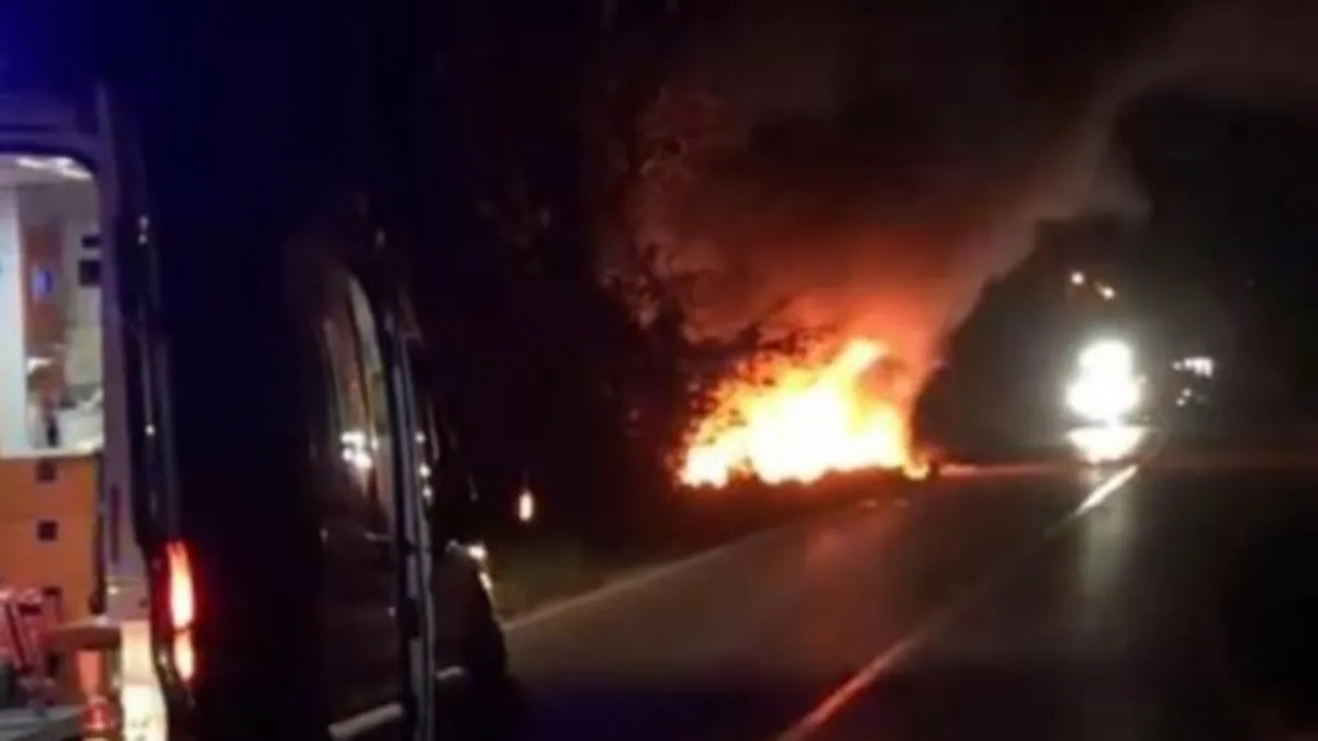 Sakarya'da araç alev topuna döndü! 2 yaralı