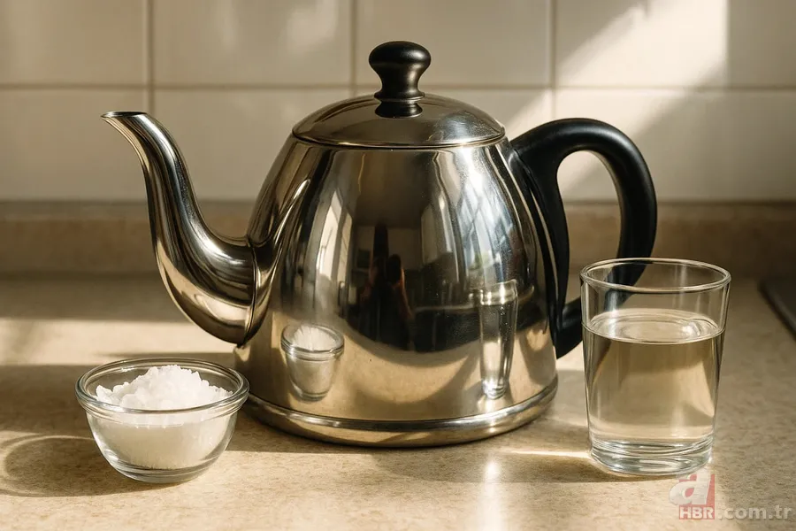 Bir kaşıkla tertemiz oluyor, kireçten eser bırakmıyor! Çaydanlığı anında parlatan o yöntem 3