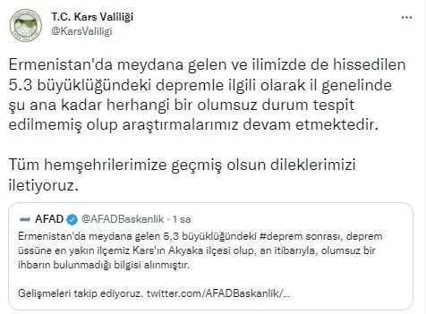AFAD duyurdu! 6.2 büyüklüğünde depremle sallandılar | Ermenistan ve Gürcistan’da deprem | Türkiye’de bazı illerde de hissedildi | Son depremler