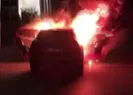 Konsolosluğun önünde aracını yaktı