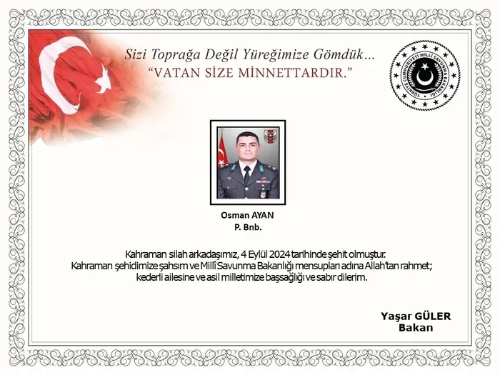 1725464777533.jpg MSB acı haberi duyurdu: Osman Ayan şehit oldu - 1