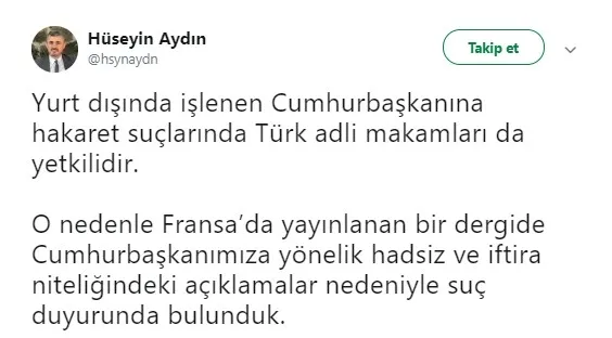 Başkan Erdoğan'dan Fransız Le Point dergisine suç duyurusu - 1