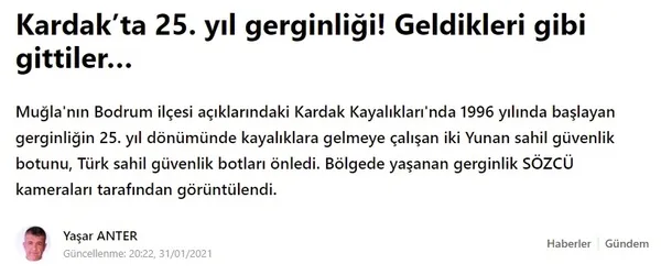 Sözcü Gazetesi’nin Kardak Kayalıkları yalanına sert tepki