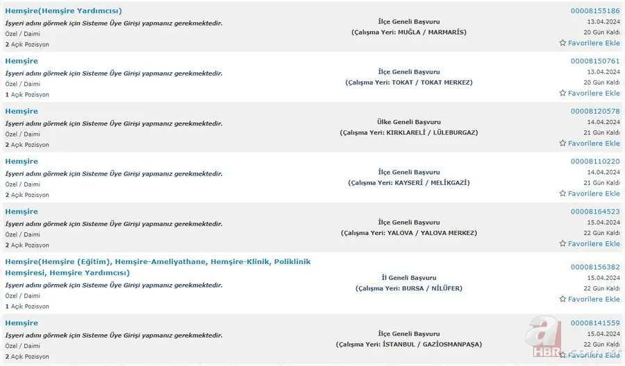 Lise mezunu 685 Hemşire alımı! İŞKUR KPSS şartsız Hemşire istihdamı için ilanlar tek tek listelendi 24