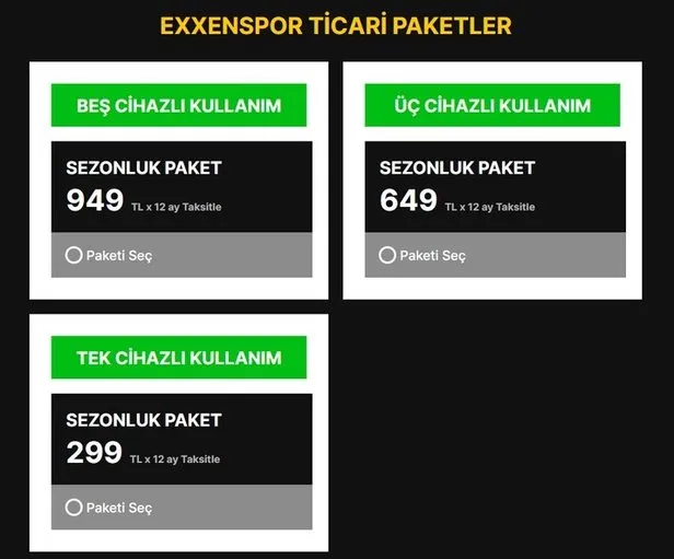 Exxen’de tek maç satın alma var mı? Exxen Beşiktaş, Galatasaray, Fenerbahçe tek maç üyelik var mı?