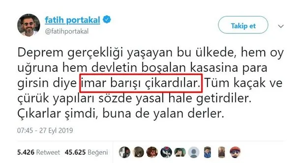 Fox TV'nin algı operasyoncusu Fatih Portakal'dan 'İmar Barışı' itirafı - 1
