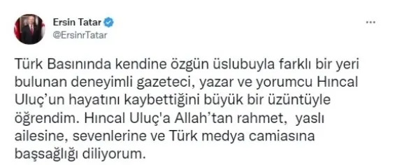 Hıncal Uluç 83 yaşında hayatını kaybetti! Usta yazar için taziye mesajları peş peşe geldi