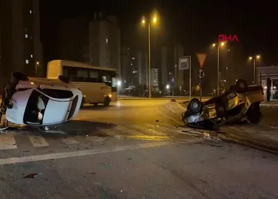 Kayseri’de çarpışan 2 otomobil takla attı