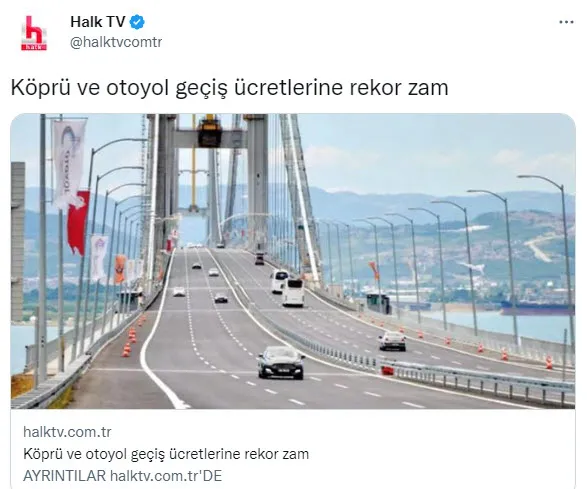 1672581983909.jpg Fondaş medya 2023'e yalan haberle başladı! Karar ve Halk TV'nin "köprü ile otoyol geçiş ücretine rekor zam" haberleri yalanlandı - 2