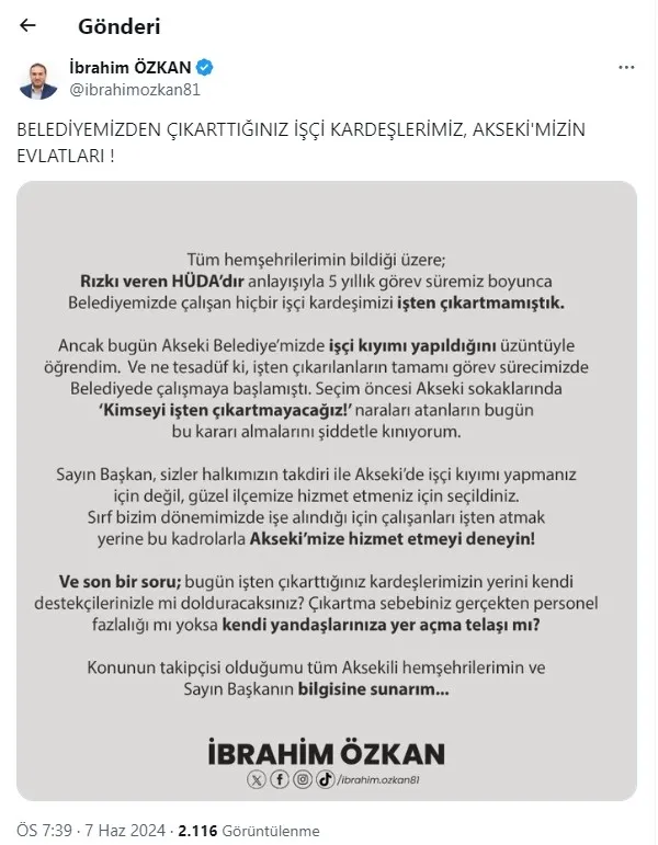 CHP'li Akseki Belediyesi Başkanı İlkay Akça göreve gelince verdiği sözleri unuttu! Emekçiler tek kalemde silindi - 1
