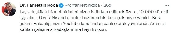 Sağlık Bakanı Fahrettin Koca'dan "10 bin sürekli işçi alımı" açıklaması - 1
