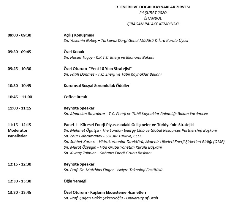 Enerjinin devleri 3. Türkiye Enerji ve Doğal Kaynaklar Zirvesi’nde buluşacak