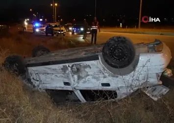 Takla atan otomobilin sürücüsü yaralandı