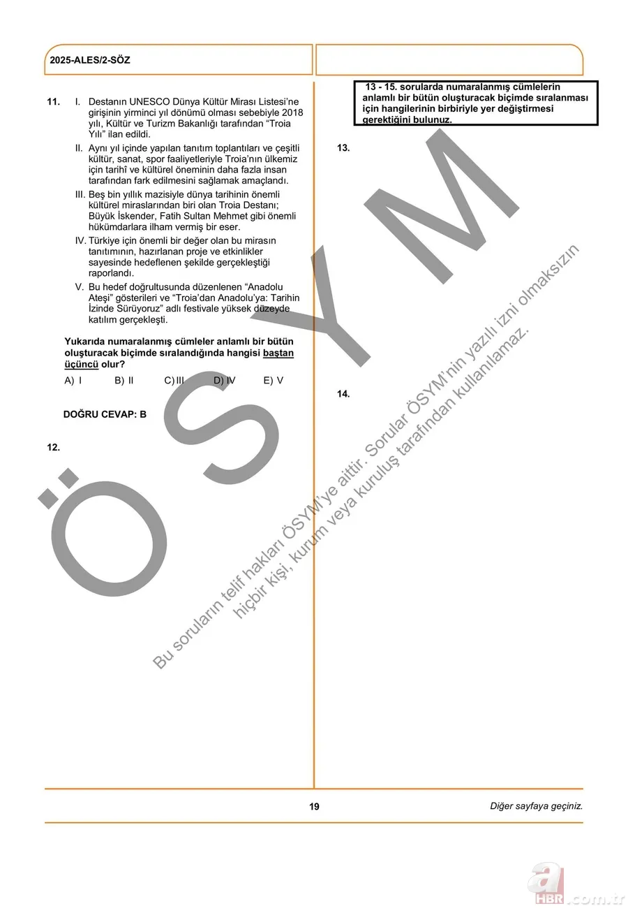 ALES/2 2025 A-B-C-D soru cevap kitapçığı EKRANI | ALES kitapçığı yayınlandı mı? Sonuçları kaç yıl geçerli? 9