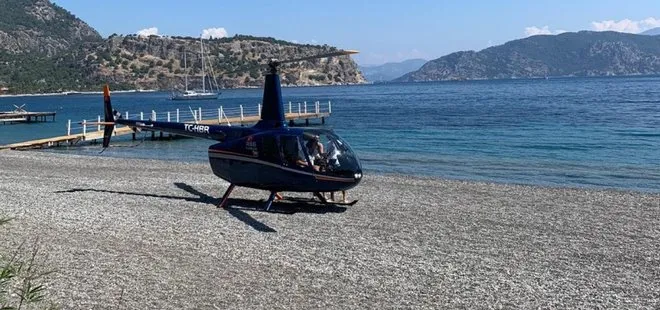 Görüntüler Türkiye’den! Helikopter plaja indi!