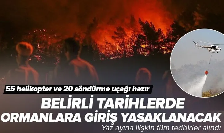 Belirli tarihlerde ormanlara giriş yasaklanacak: Bu yaz çıkabilecek yangınlara karşı 55 helikopter ve 20 söndürme uçağı hazır