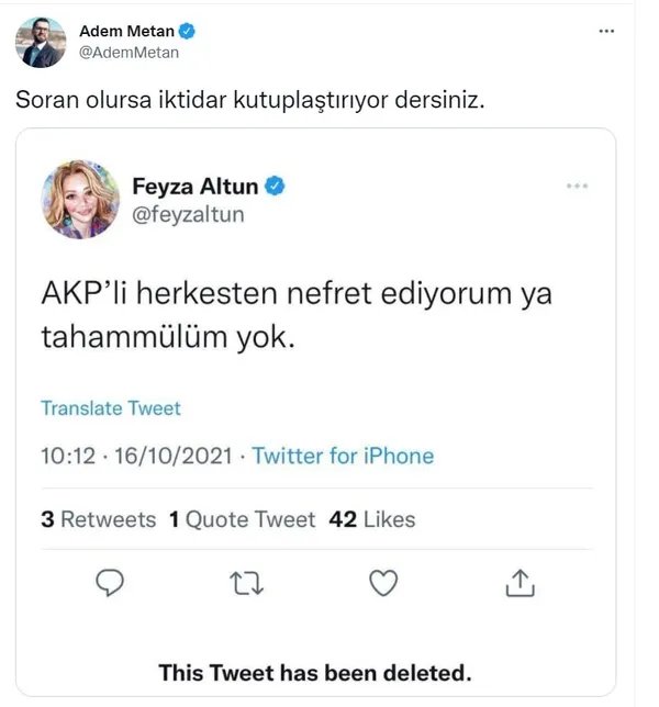 Bu zihniyet değişmez! CHP’li Avukat Feyza Altun kin kustu: AK Partili herkesten nefret ediyorum