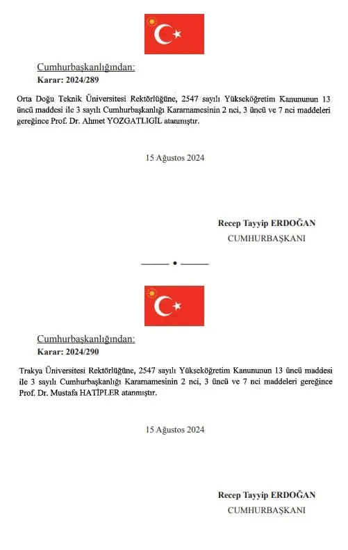 Atama kararları Resmi Gazete'de yayımlandı!