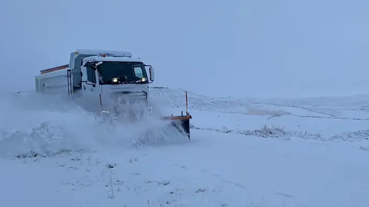 Kayseri'nin Pınarbaşı ilçesinde kar etkili oluyor