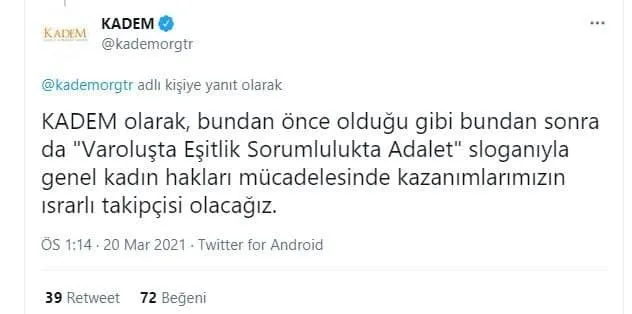 Türkiye İstanbul Sözleşmesi’nden ayrıldı! KADEM’den açıklama geldi: Zeminden koparıldı! Bu gerilimin bir neticesi