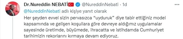CHP Sözcüsü Faik Öztrak'a Hazine ve Maliye Bakanı Nureddin Nebati'den "TABLO" yanıtı 14