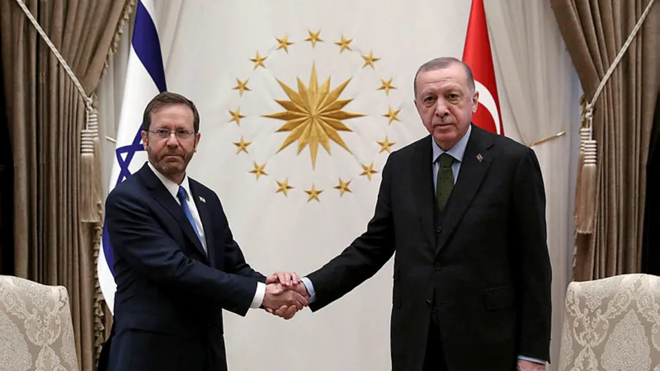Başkan Erdoğan ve İsrail Cumhurbaşkanı Isaac Herzog görüşmesinden görüntüler
