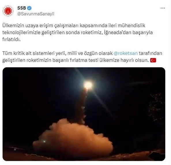 Türk savunma sanayiinde zirve! İğneada’dan fırlatılan sonda roketi A Haber’de