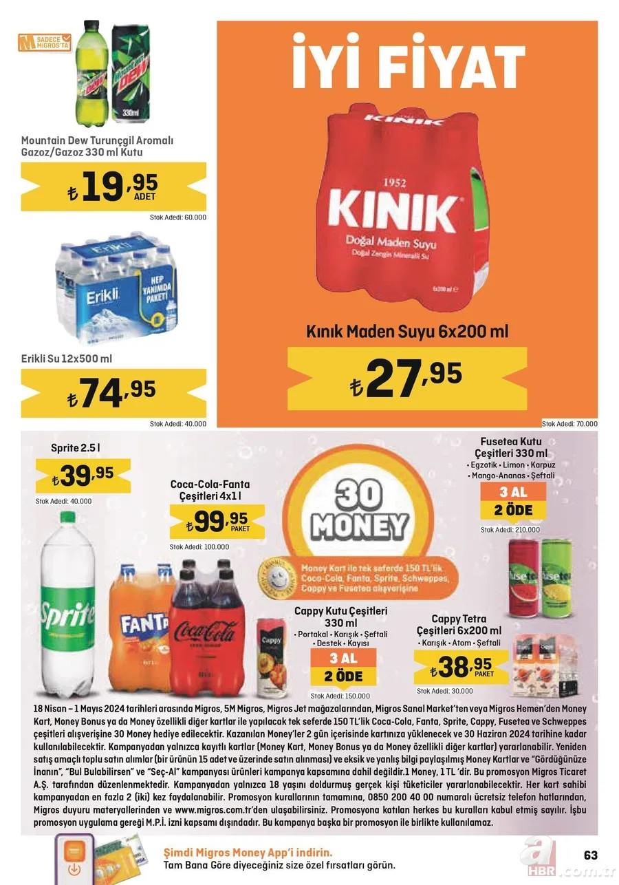 Migros 26 Nisan indirim kataloğu yayında! Migros’da 5KG Un 69,00 TL, Süzme Peynir 59,90 TL, Salça 39,95 TL, Ayçiçek Yağı 5L 199,95 TL’den satışta 19