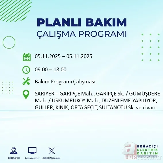 İstanbul’un 20 ilçesinde elektrik kesintisi! Güncel liste yayımlandı: Hangi ilçelerde kesinti olacak? 15