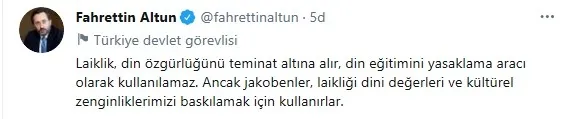 İletişim Başkanı Fahrettin Altun'dan KKTC AYM'sinin Kur’an kursu kararına sert tepki: İdeolojik ve dogmatik! - 2