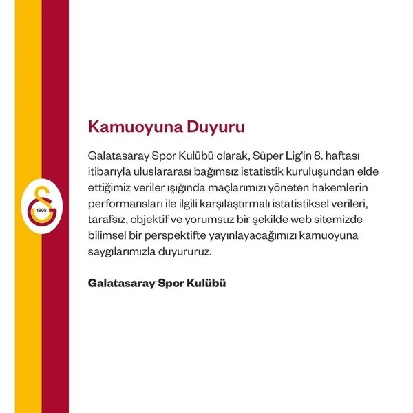 1633200261691.jpg Galatasaray'dan son dakika hakem açıklaması! Bundan sonra her hakem için istatistik yayınlanacak - 1