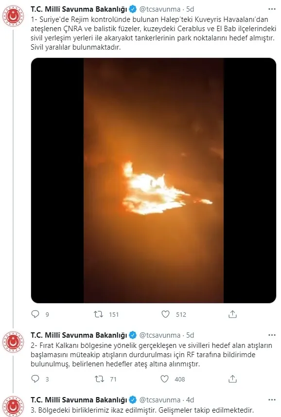 MSB'den Cerablus ve El Bab'a yapılan füzeli saldırı hakkında açıklama - 1