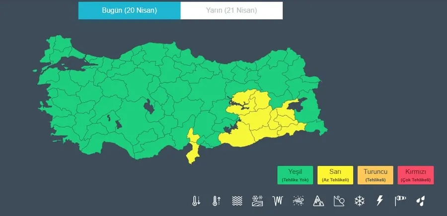 bu-hafta-hava-nasil-olacak-yeni-yagis-sistemi-tum-turkiyeyi-saracak-1776658287309.jpg 20 Nisan sarı kodlu iller listesi (Fotoğraf: MGM)