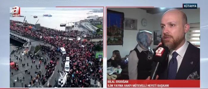 bilal-erdogandan-a-haberde-cagri-1-ocakta-filistin-icin-galata-koprusunde-toplanacagiz-1766174707153.jpg İlim Yayma Vakfı Mütevelli Heyeti Başkanı Necmeddin Bilal Erdoğan ( A Haber - Ekran Görüntüsü)