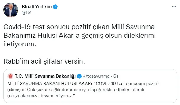 Son dakika: Milli Savunma Bakanı Hulusi Akar'ın koronavirüs testi pozitif çıktı - 7