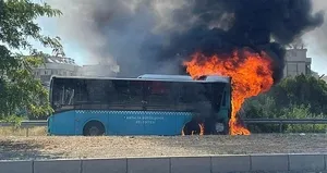 Halk otobüsünde yangın!