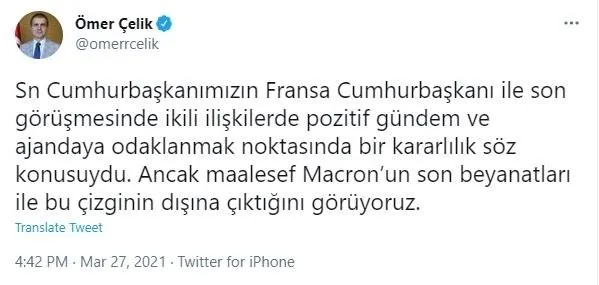 Son dakika: AK Parti Sözcüsü Ömer Çelik'ten Türkiye'yi hedef alan Macron’a sert tepki: Çizgiyi aştı! - 2