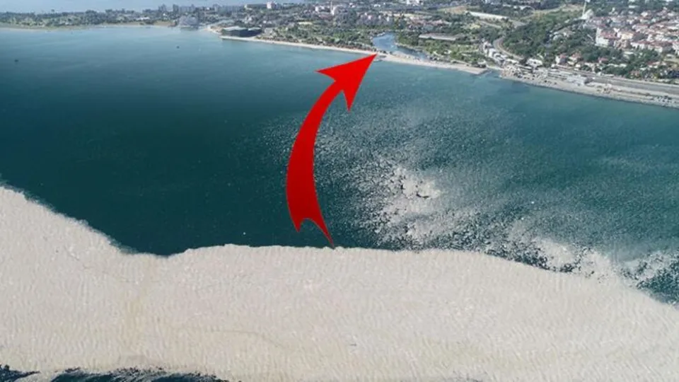 Küçükçekmece açıklarında 'müsilaj' adası! Havadan görüntülendi