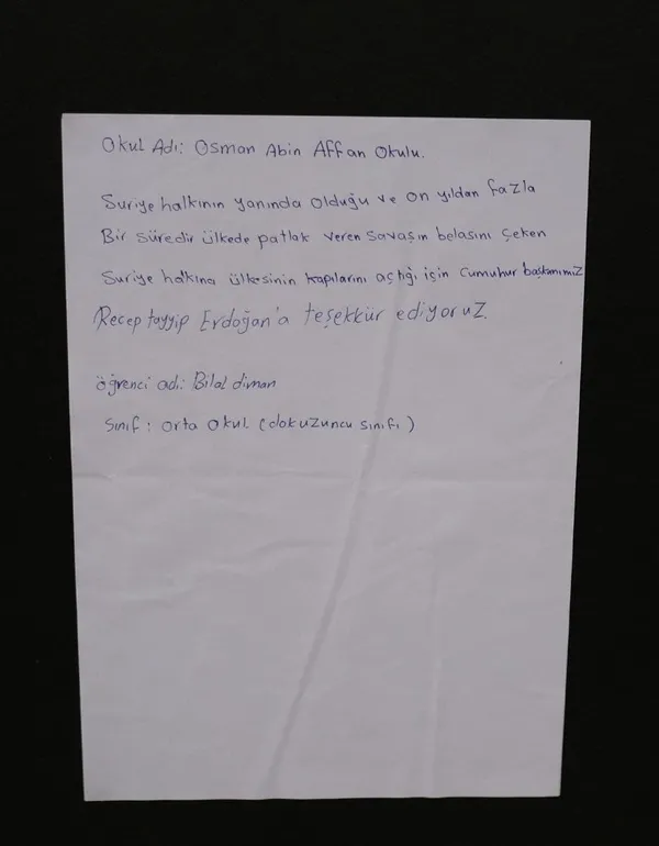 Suriyeli çocuklardan Başkan Erdoğan’a mektup