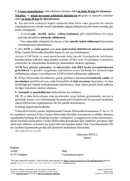Son dakika: Bakanlıktan 81 il valiliğine yeni Kovid-19 tedbirleri genelgesi! İşte sokağa çıkma kısıtlamasının detayları