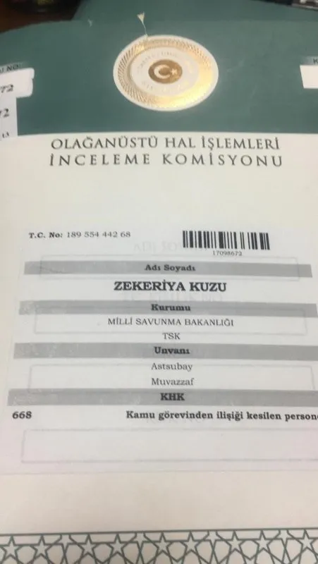 FETÖ’nün menfez paşası Zekeriya Kuzu görevine geri dönme talebiyle OHAL Komisyonu’na başvurdu