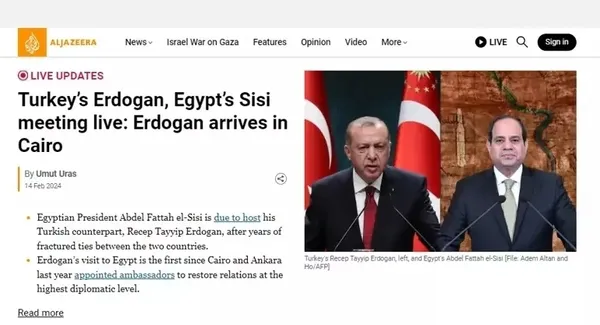 1707923610632.jpeg Başkan Erdoğan'ın Mısır ziyareti dünya basınında geniş yankı buldu! Uluslararası ajanslar Kahire'ye iniş anını 'son dakika' olarak geçti! "Tarihi el sıkışma" - 4