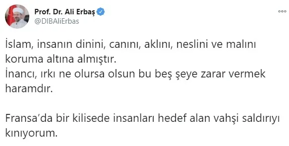 Diyanet İşleri Başkanı Erbaş Fransa'daki terör saldırısını kınadı - 1