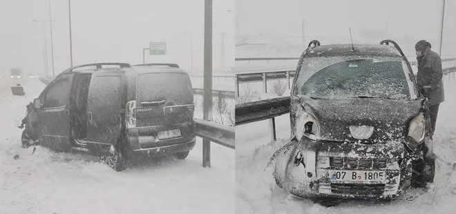 Kuzey Marmara Otoyolu’nda korkutan kaza! Karda kontrolünü kaybeden ticari araç servise çarptı