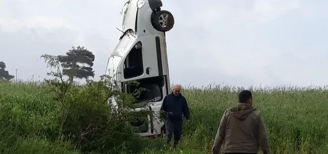 Görenler bir daha baktı! Takla atan araç dik durdu