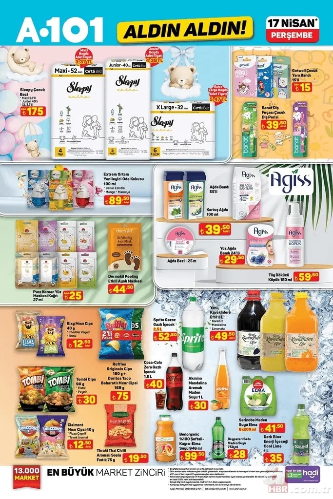 A101 aktüel 17 Nisan kataloğu yayınlandı: 10 litre Ayçiçek yağı 769 TL 10