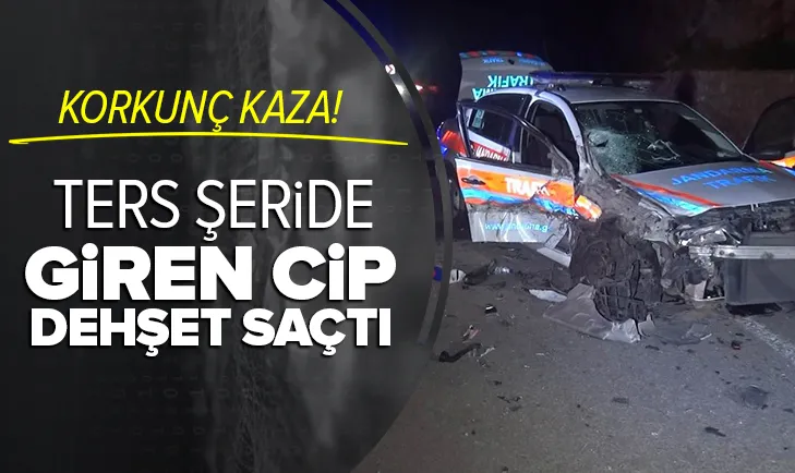 Ters şeride giren cip jandarma aracına çarptı